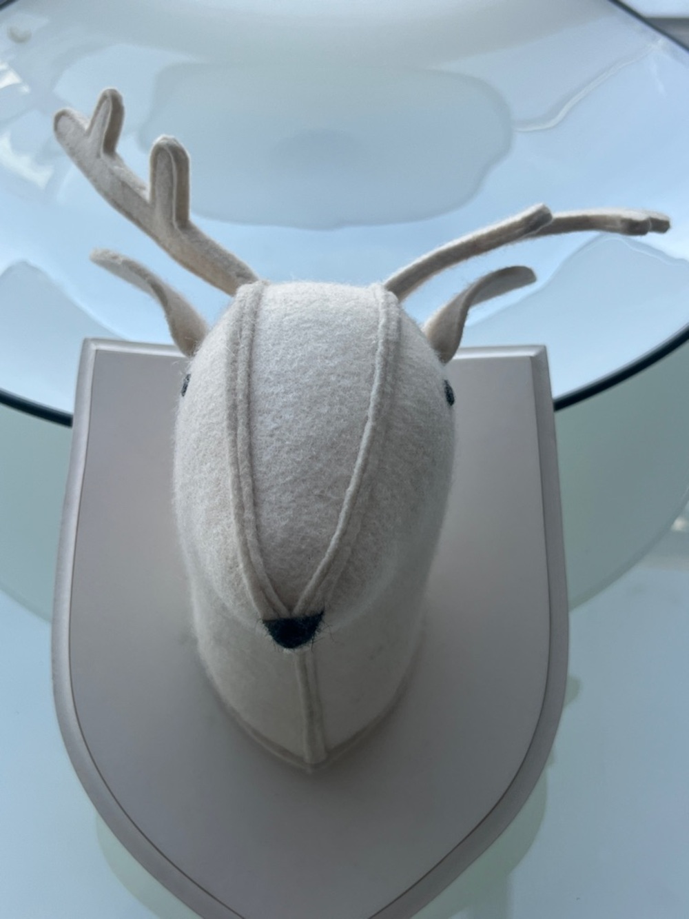 Restoration Hardware Cream Felt Deer Head Wall Mount
